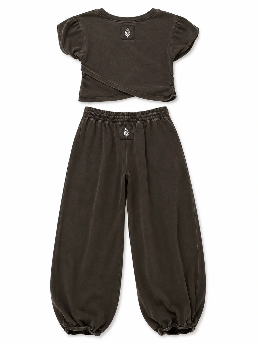 Free People Movement 2pc Set S Black Logo Jersey Top & Jogger Pants Pockets - Picture 2 of 5